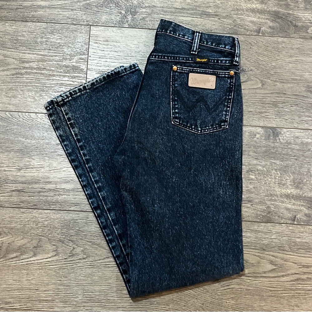 Vintage 80s Dark Acid Wash Wrangler Jeans Mens Size 34/34